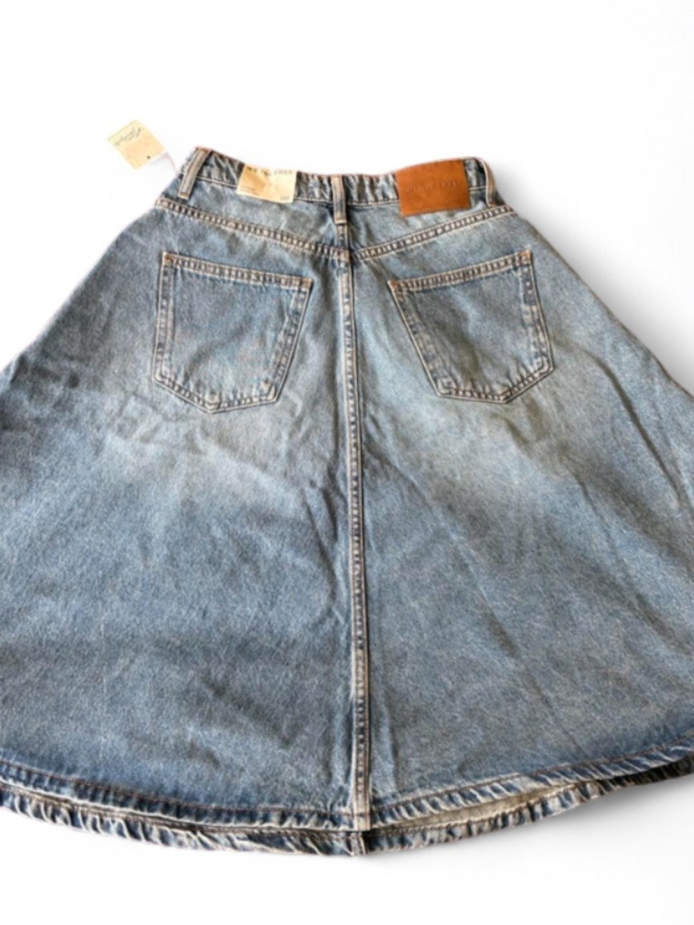 Free People Eclipse Denim Midi Skirt NWT 26 A-Line Full Sweep Sold Out - Picture 5 of 7